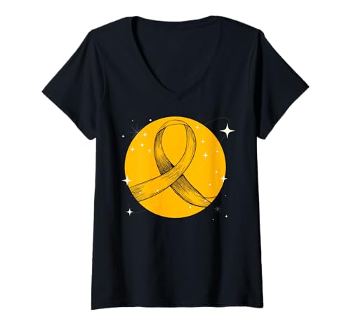 Damen Knochenkrebs-Krieger-Design T-Shirt mit V-Ausschnitt von Bone Cancer Warrior Apparel Design Power