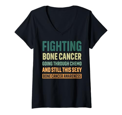 Damen Knochenkrebs-Krieger-Design T-Shirt mit V-Ausschnitt Damen Knochenkrebs-Krieger-Design T-Shirt mit V-Ausschnitt von Bone Cancer Warrior Apparel Design Power