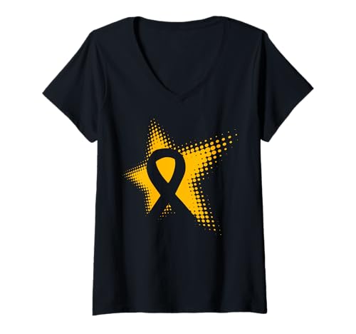 Damen Knochenkrebs-Krieger-Design T-Shirt mit V-Ausschnitt von Bone Cancer Warrior Apparel Design Power