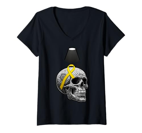 Damen Knochenkrebs-Krieger-Design T-Shirt mit V-Ausschnitt von Bone Cancer Warrior Apparel Design Power