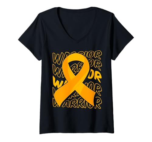 Damen Knochenkrebs-Krieger-Design T-Shirt mit V-Ausschnitt von Bone Cancer Warrior Apparel Design Power