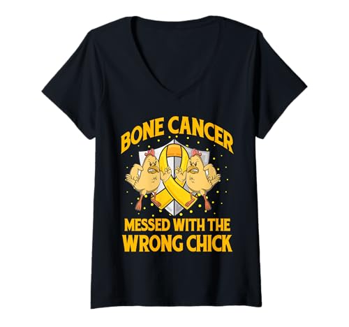 Damen Knochenkrebs hat das falsche Küken durcheinander gebracht T-Shirt mit V-Ausschnitt Damen Knochenkrebs hat das falsche Küken durcheinander gebracht T-Shirt mit V-Ausschnitt von Bone Cancer Warrior Apparel Design Power