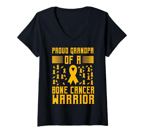 Damen Stolzer Opa eines Knochenkrebs-Kriegers Männer T-Shirt mit V-Ausschnitt von Bone Cancer Warrior Apparel Design Power