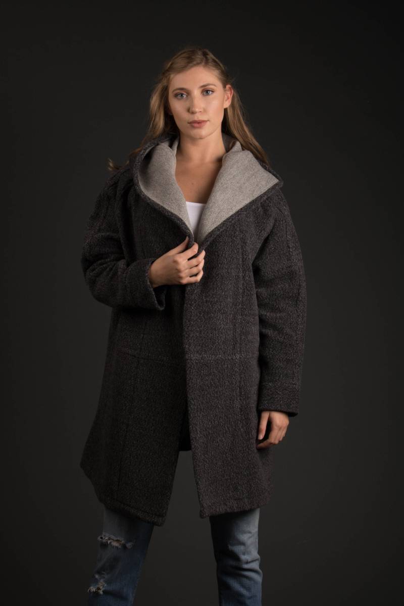 strukturierte Doppeltes Gesicht Wolle Kapuzenjacke von BonebrightDesign