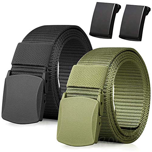 Boneke Nylon Gürtel, 2er Pack Männer Arbeitsgürtel, Verstellbarer Outdoor Stoff Gürtel Schnell durch die Flughafen sicherheit, Metalls Schnall+Kunststoff Schnall von Boneke