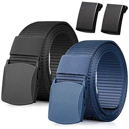 Boneke Nylon Gürtel, 2er Pack Männer Arbeitsgürtel, Verstellbarer Outdoor Stoff Gürtel Schnell durch die Flughafen sicherheit, Metalls Schnall+Kunststoff Schnall von Boneke