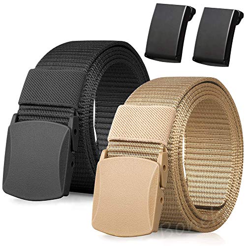 Boneke Nylon Gürtel, 2er Pack Männer Arbeitsgürtel, Verstellbarer Outdoor Stoff Gürtel Schnell durch die Flughafen sicherheit, Metalls Schnall+Kunststoff Schnall von Boneke