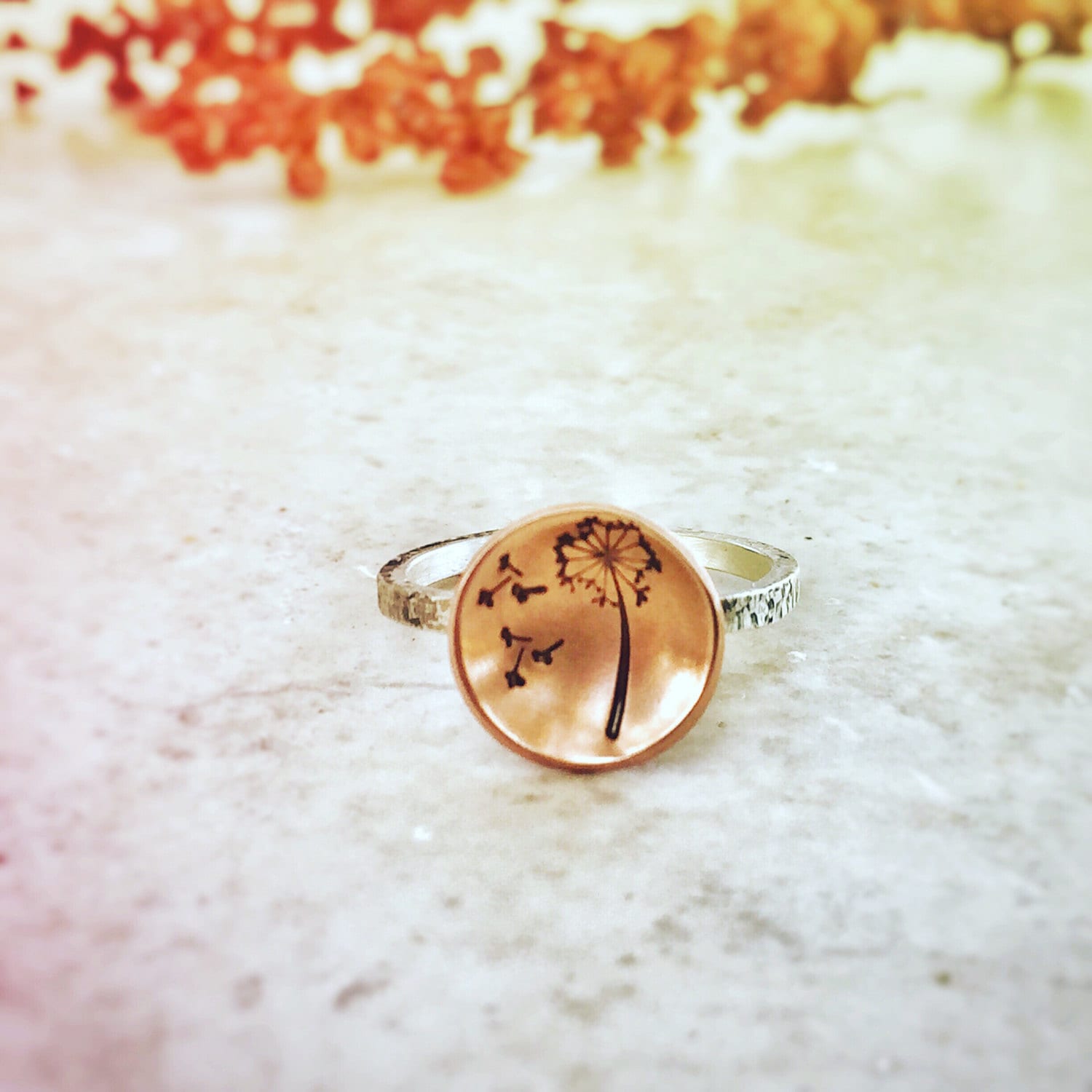 Gestempelt Pusteblume Ring Kupfer & Sterling Silber Wunsch Ring Gestempelt Pusteblume Ring Kupfer & Sterling Silber Wunsch Ring von BonfireDesign