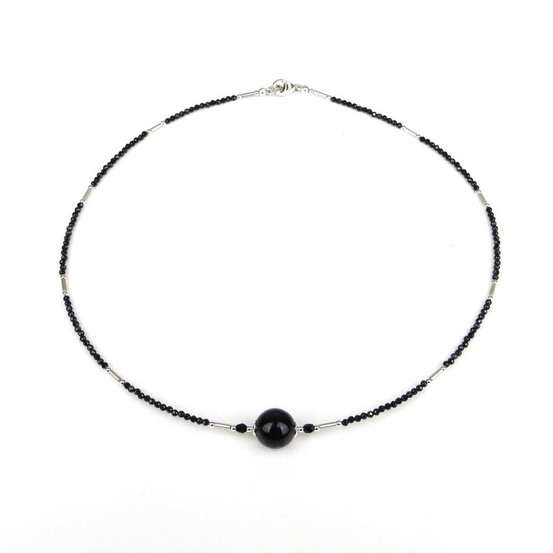 Onyx Halskette Damen - Edelsteinkette Mit Spinell Onyx Halskette Damen - Edelsteinkette Mit Spinell von Bonganiblu
