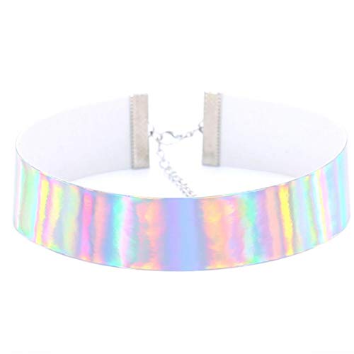 Bongles Multicolor Holographic Hologram PU Große O-Form-Ring Neckband-Halskette von Bongles