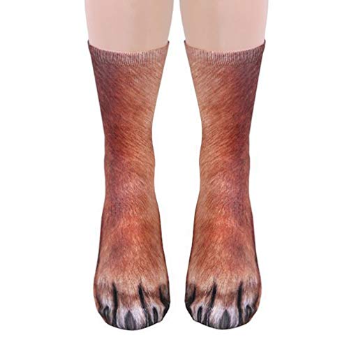 Bongles Unisex Lustige Tiertatzen-Muster trifft 3D Neuheit Grafik Hundetier Feet Print Crew Socken für Männer Frauen von Bongles