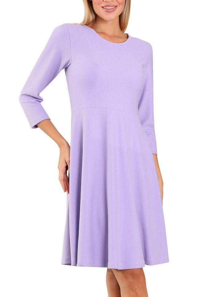 Bongual A-Linien-Kleid Casual Midikleid 3/4-Ärmel, mit Rippstruktur von Bongual