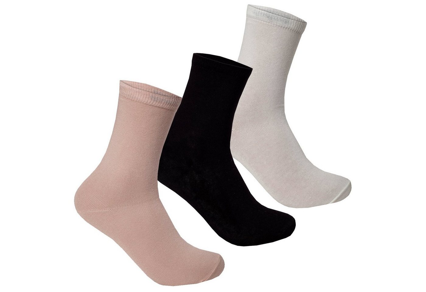 Bongual Basicsocken 12 Paar Damen Socken Freizeitsocken lang Baumwolle-mix Blumen (Set, 12er-Pack) Unifarben von Bongual