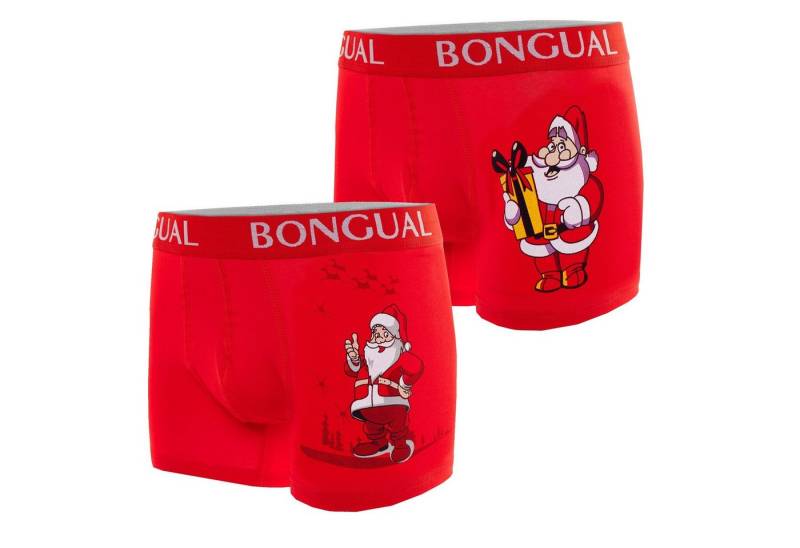 Bongual Boxershorts 2 Stück Retroshorts Santa Claus Motiv Weihnachtsunterhose Baumwollmischung von Bongual