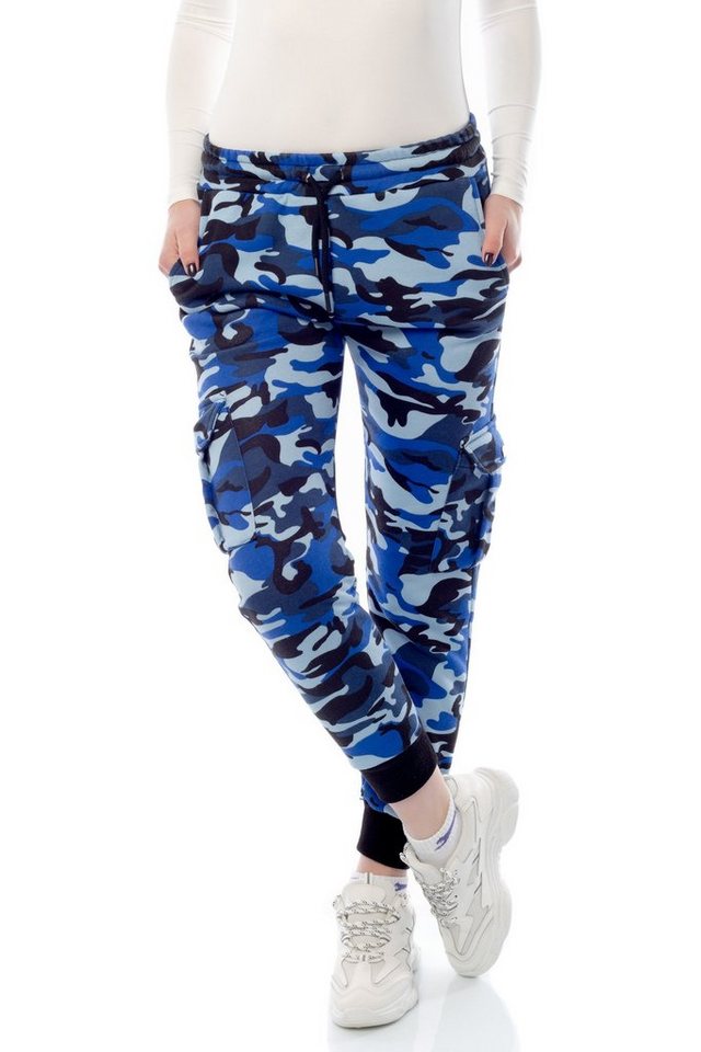 Bongual Cargohose Sweathose Damen Camo Armee Tarnmuster Relaxhose von Bongual