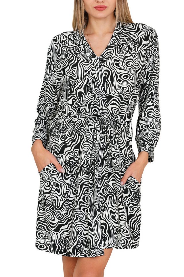 Bongual Morgenmantel Kimono-Style, Gürtel, samtweich Zebra Design von Bongual