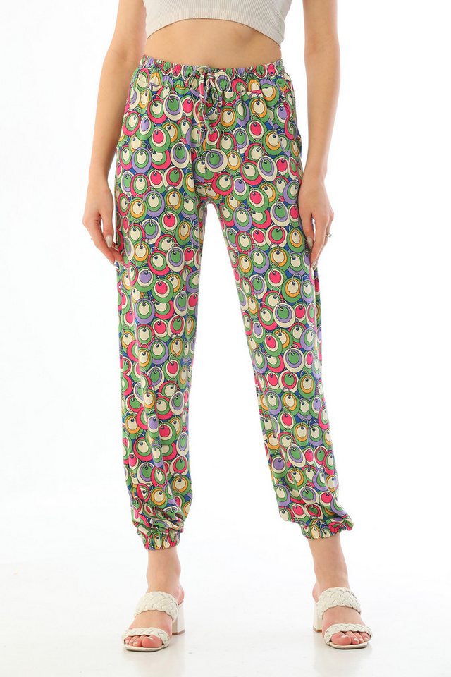 Bongual Haremshose Sommerhose Aladinhose Retro Kreise Muster von Bongual