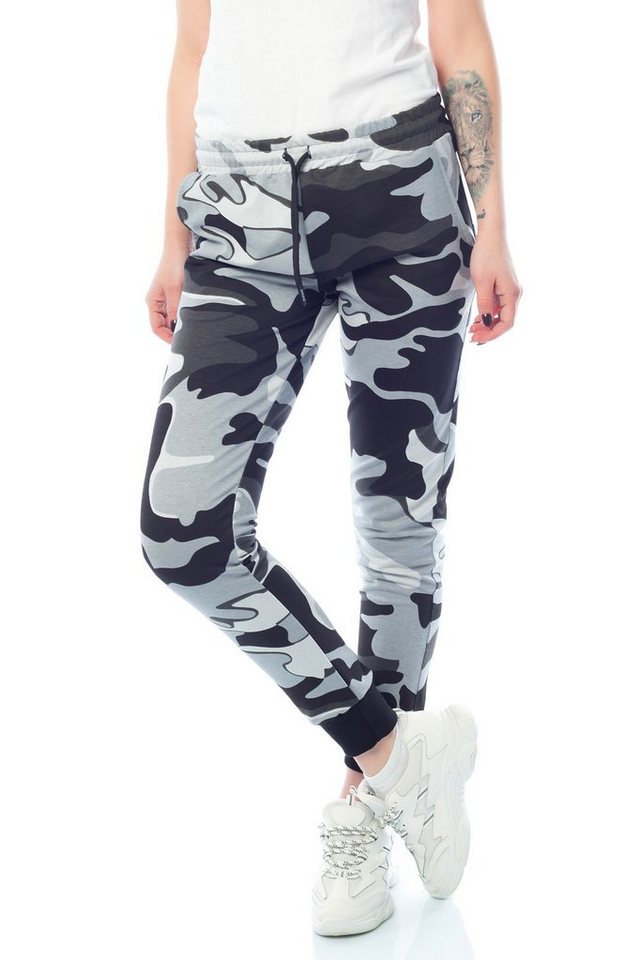 Bongual Jogginghose Damen Sweathose Camo Armee Tarnmuster Freizeithose von Bongual