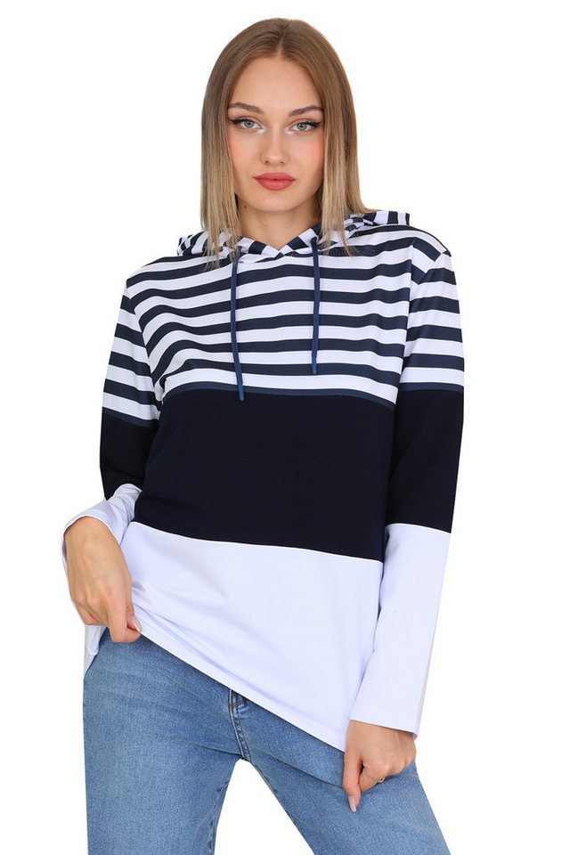 Bongual Kapuzensweatshirt Hoodie Farbblock Design mit Streifen von Bongual