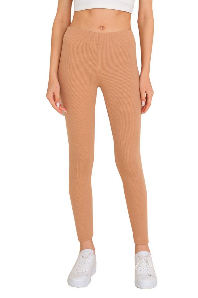 Bongual Leggings Rippstruktur Treggings unifarben von Bongual