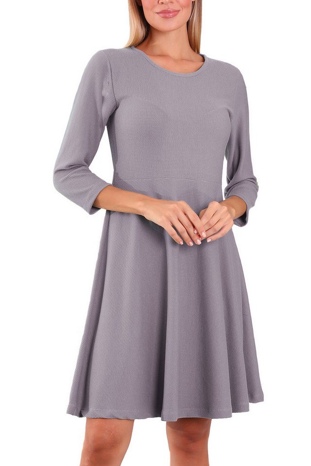 Bongual Midikleid A-Linien-Kleid Casual Kleid mit Rippstruktur minimalistisch von Bongual