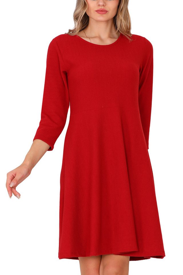 Bongual Midikleid A-Linien-Kleid Casual Kleid mit Rippstruktur minimalistisch von Bongual