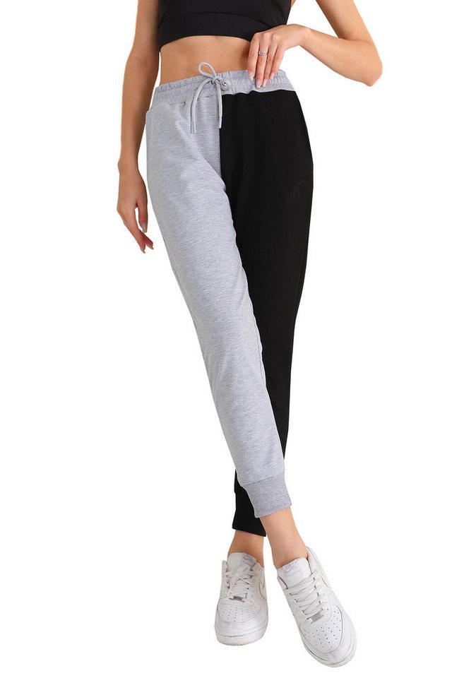 Bongual Relaxhose zweifarbige Jogginghose Farbblock mit Rippbündchen von Bongual