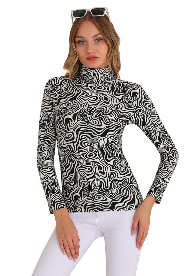 Bongual Rollkragenshirt Langarm Zebra Print samtweich von Bongual