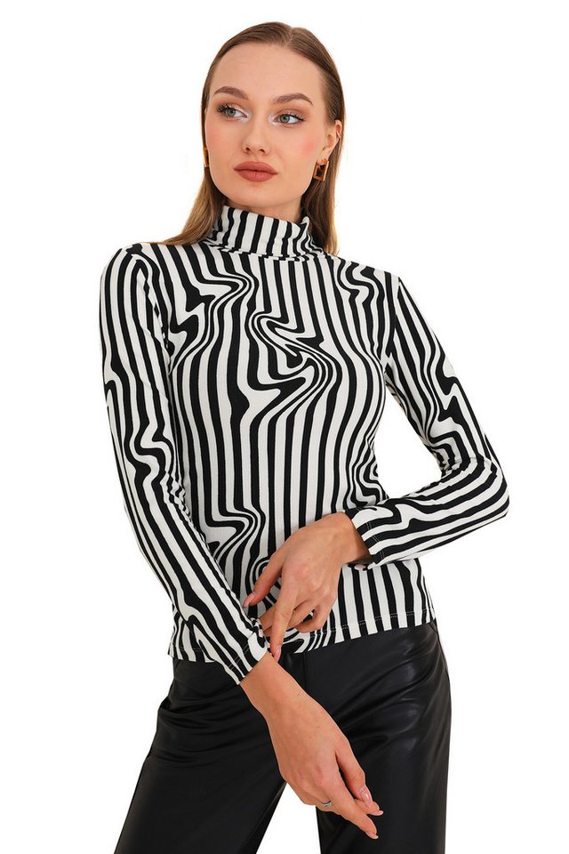 Bongual Rollkragenshirt Langarm gesteift Vintage Look samtweich von Bongual