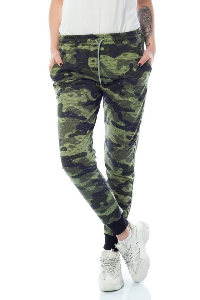 Bongual Sweathose Damen Jogginghose Camo Armee Tarnmuster Freizeithose von Bongual