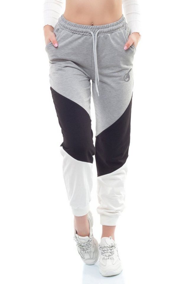 Bongual Sweathose Jogginghose Relaxhose dreifarbig Baumwollmix Farbblock von Bongual
