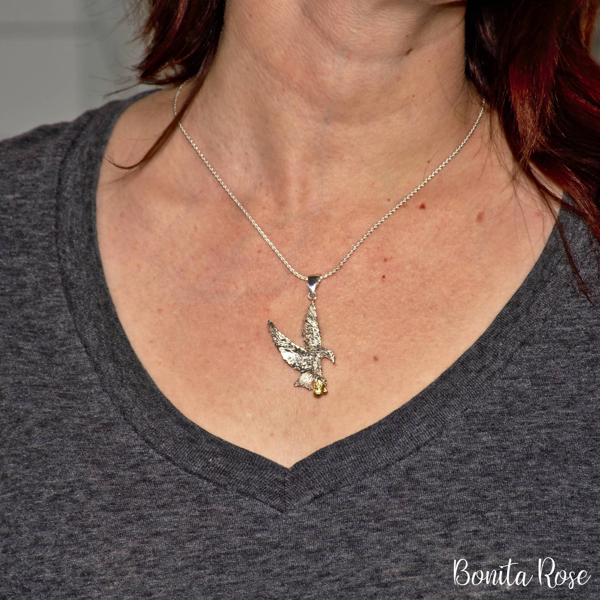 Fliegender Adler Schmuck, Silber Fliegender Adler, Anhänger, Schöner Auffallender von BonitaRoseJewelry