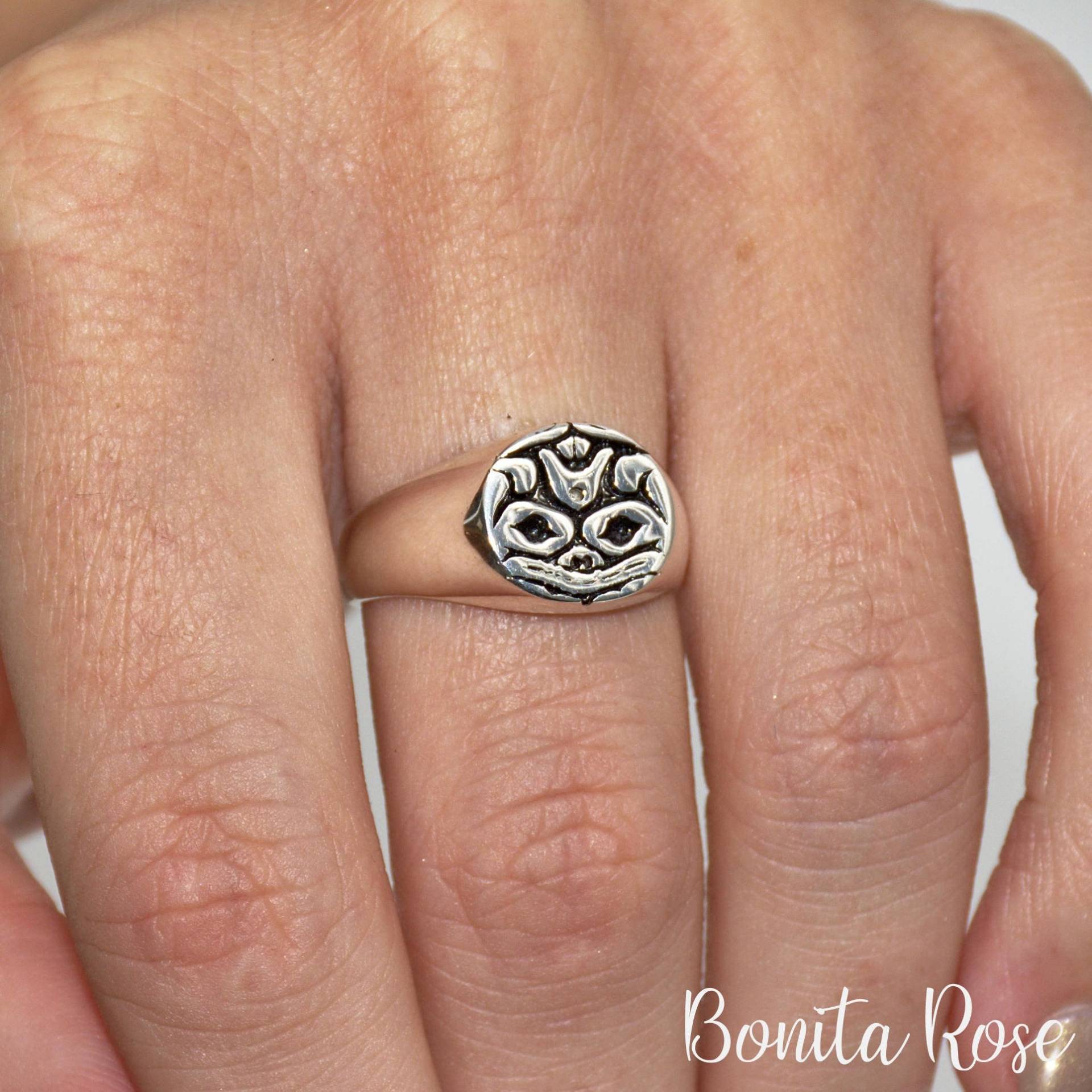 Frosch Silber - Siegelring Ring Geschnitzter Froschliebhaber Ureinwohner Froschring Indigener von BonitaRoseJewelry