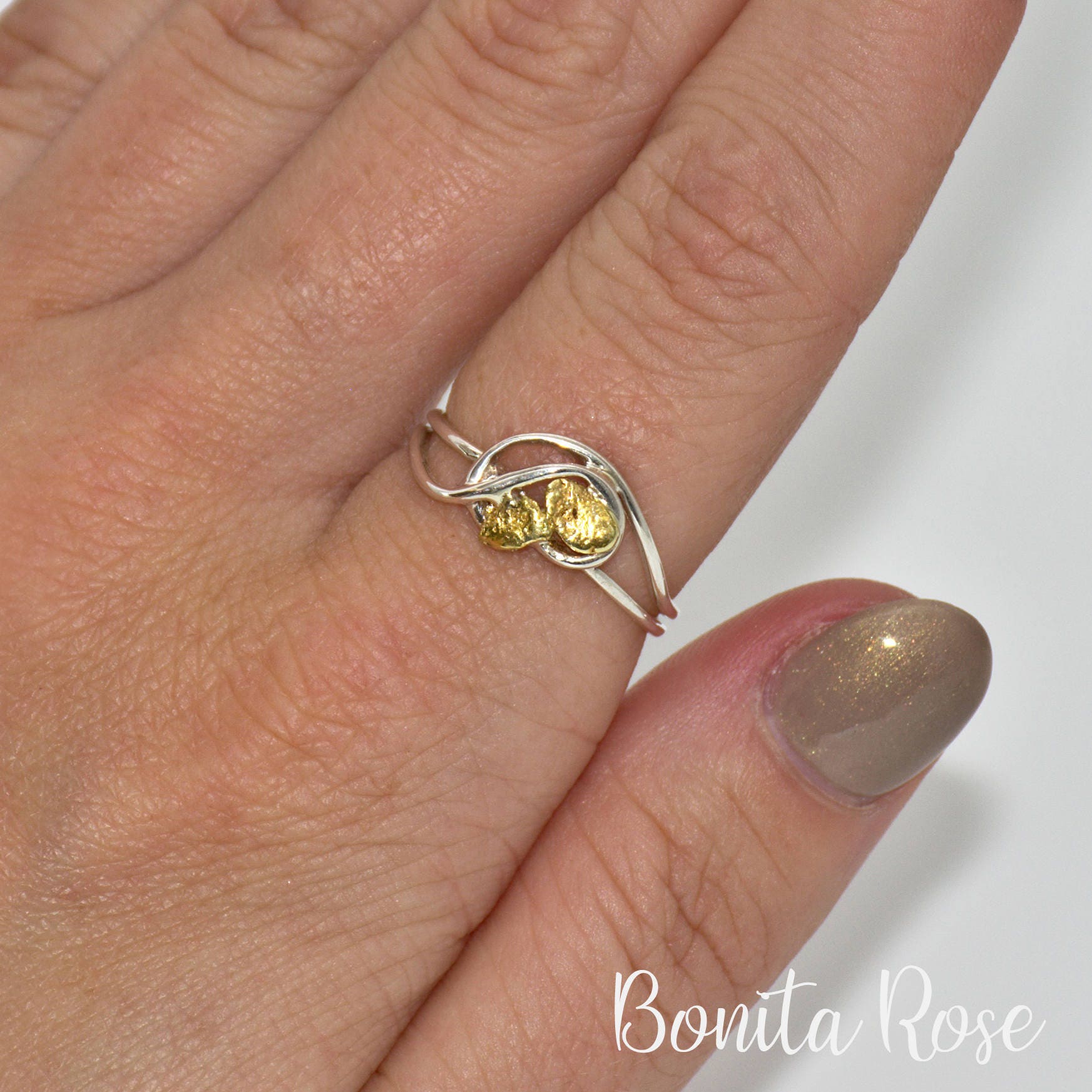 Gold Nugget Ring-Nugget Geschenk-Nugget Ring Geschenk-sterling Goldring-Silber von BonitaRoseJewelry