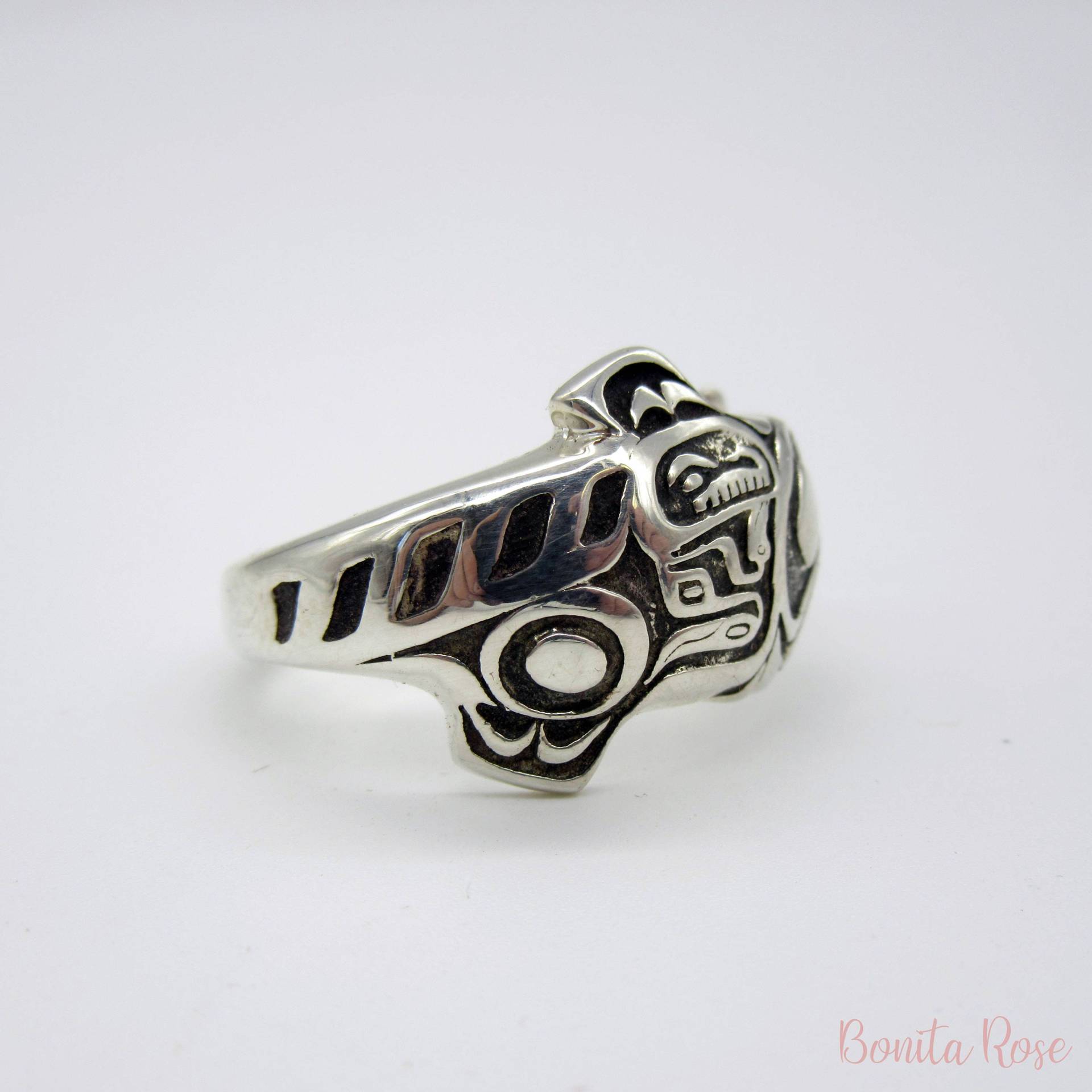 Lachs Ringe - Fisch Ring Nordwest Ureinwohner Design Silber 925 von BonitaRoseJewelry