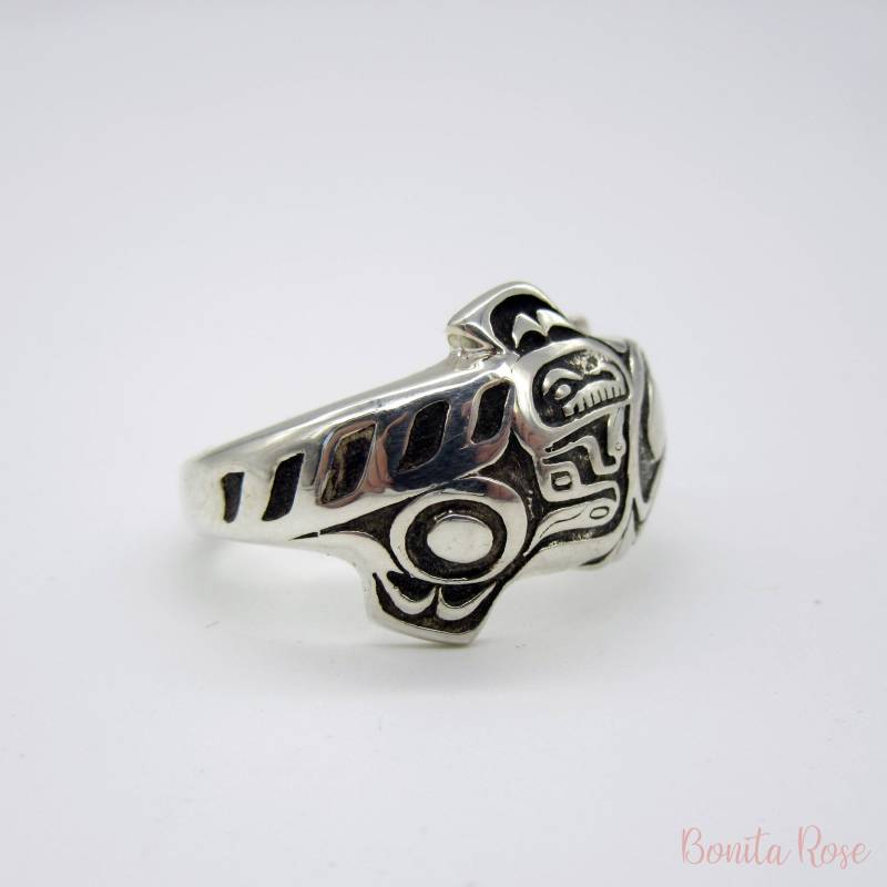 Lachs Ringe - Fisch Ring Nordwest Ureinwohner Design Silber 925 von BonitaRoseJewelry
