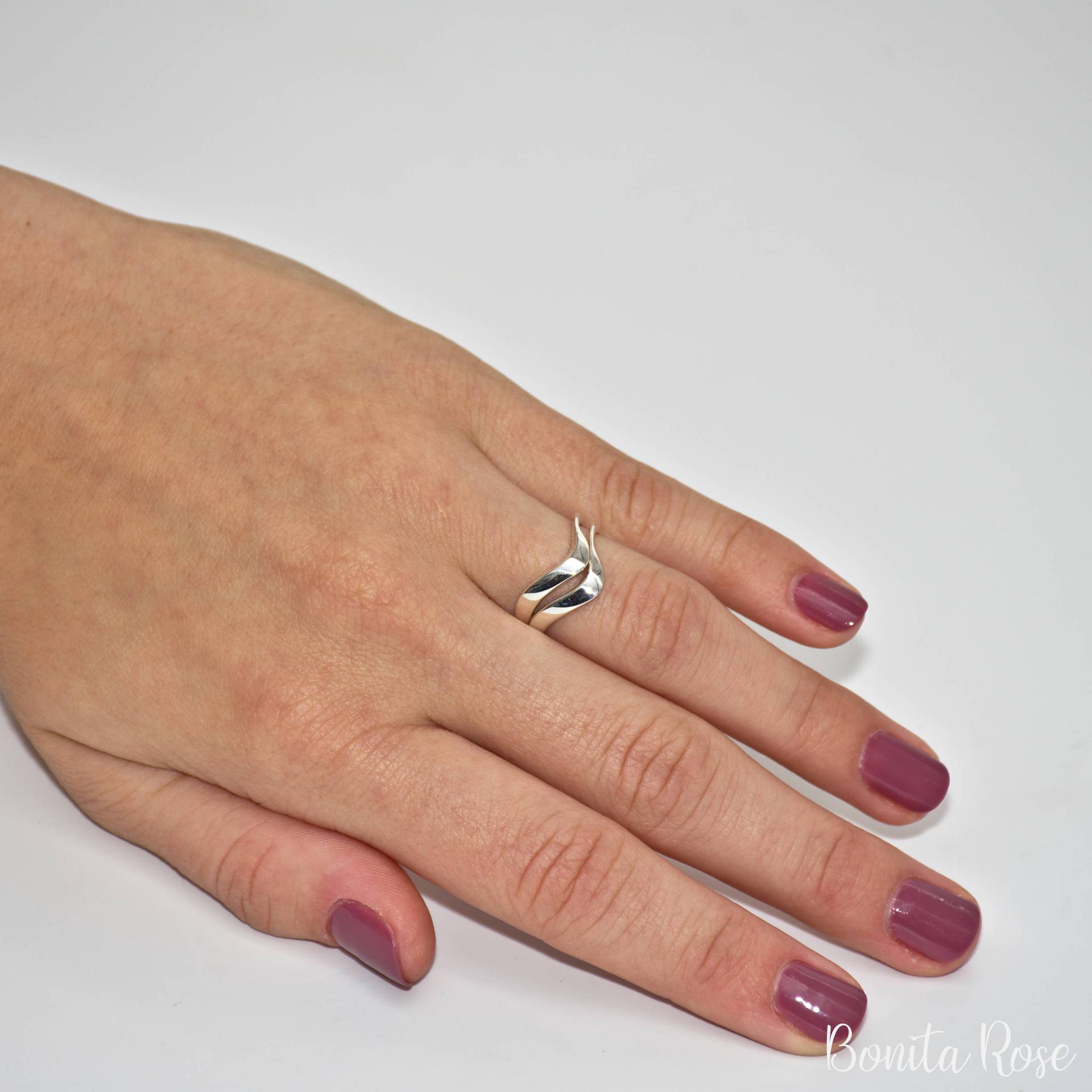 Minimale Und Moderne Kollektion, Double Wave Ring, Stapeln Ringe, 2 Ringe Set, Sterling Silber Wellenring von BonitaRoseJewelry