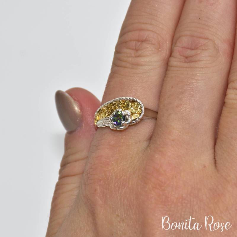 Mystic Topaz Promise - 925 Topas Sterling Nugget Regenbogen Stein Rainbow Ring von BonitaRoseJewelry