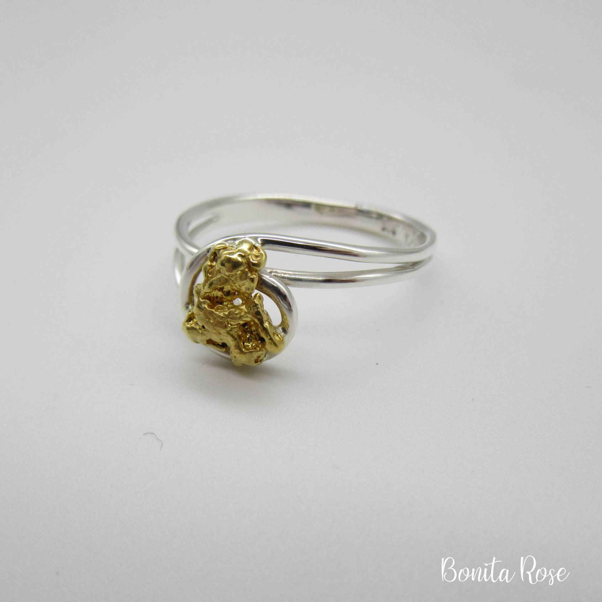 Naturgoldnugget Ring, Nugget Ring Geschenk, Silber Natürliche Goldnugget, Womens von BonitaRoseJewelry