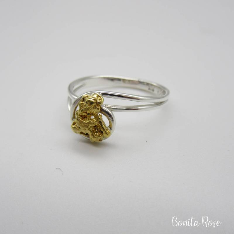 Naturgoldnugget Ring, Nugget Ring Geschenk, Silber Natürliche Goldnugget, Womens von BonitaRoseJewelry