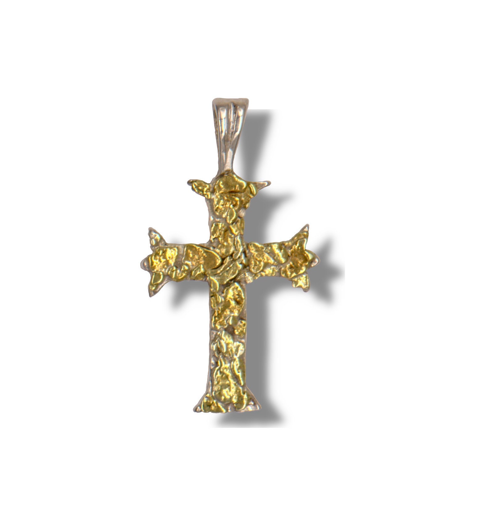 Nugget Kreuz , Goldnugget Anhänger Silberkreuz Gold Anhänger, Geschenkidee von BonitaRoseJewelry