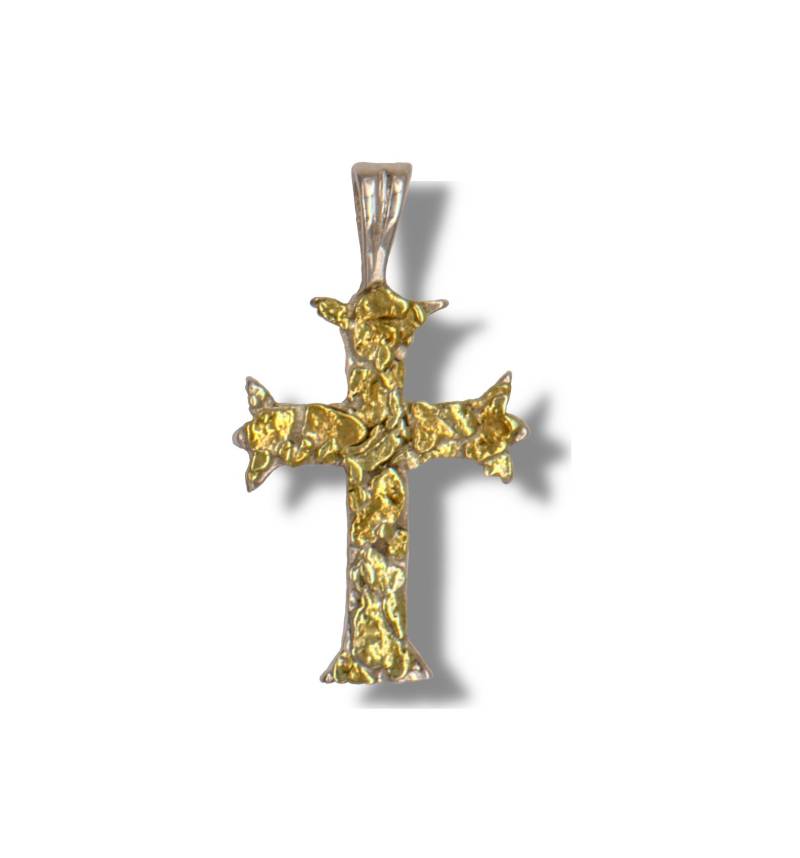 Nugget Kreuz , Goldnugget Anhänger Silberkreuz Gold Anhänger, Geschenkidee von BonitaRoseJewelry