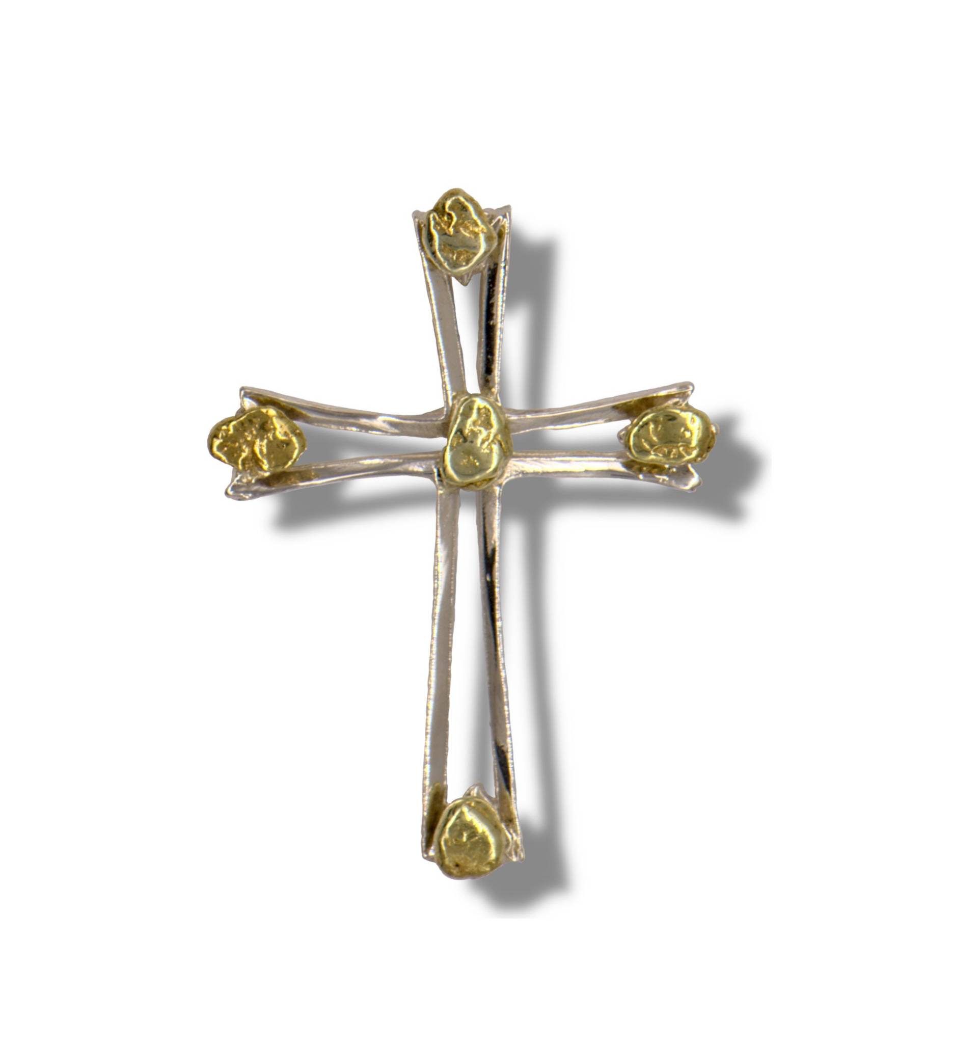 Nugget Kreuz Anhänger, Silber Kreuz, Goldnugget Style Tipps von BonitaRoseJewelry
