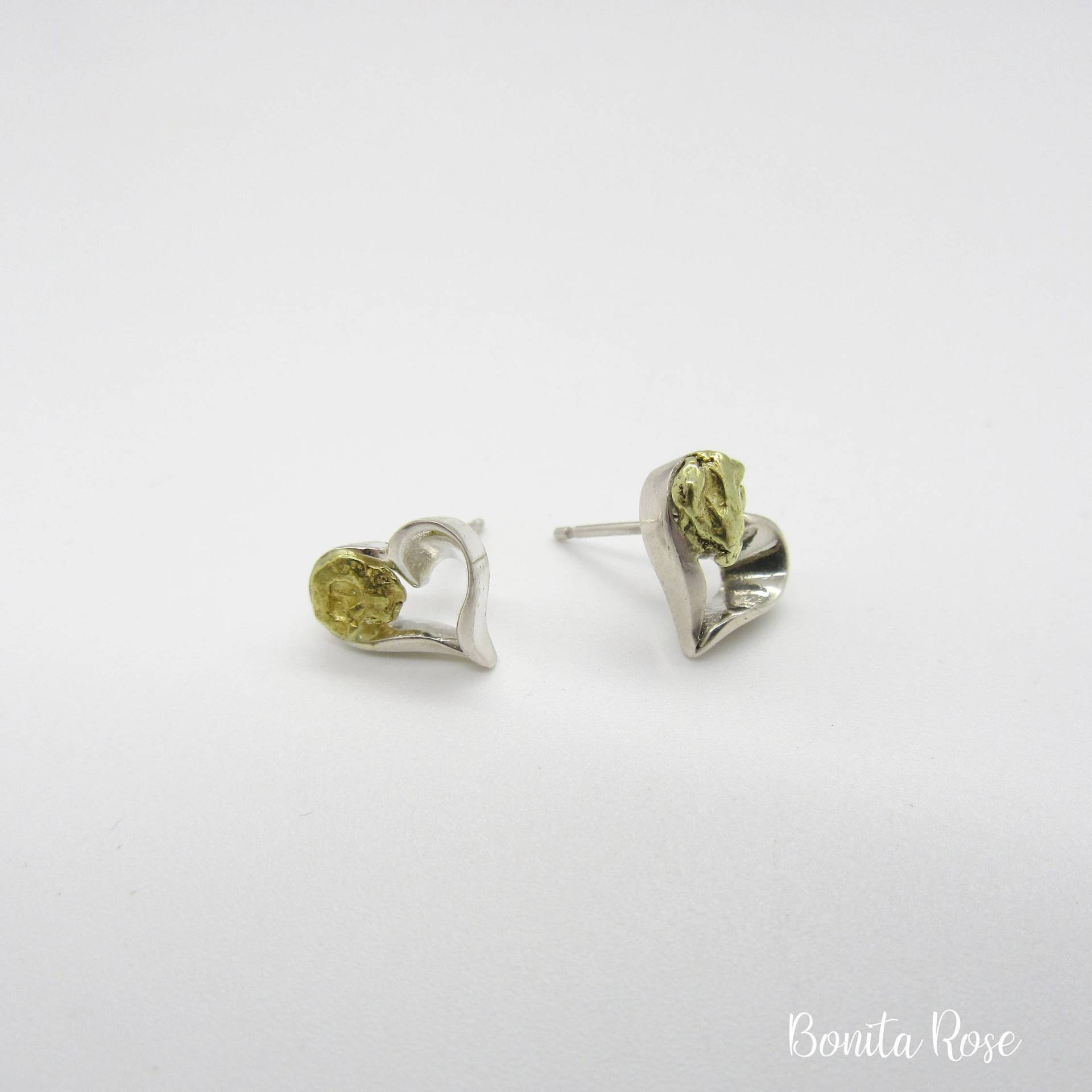 Nugget Ohrringe - Gold Herz Ohrring Kleine Ohrstecker Süße Für Frauen Style von BonitaRoseJewelry