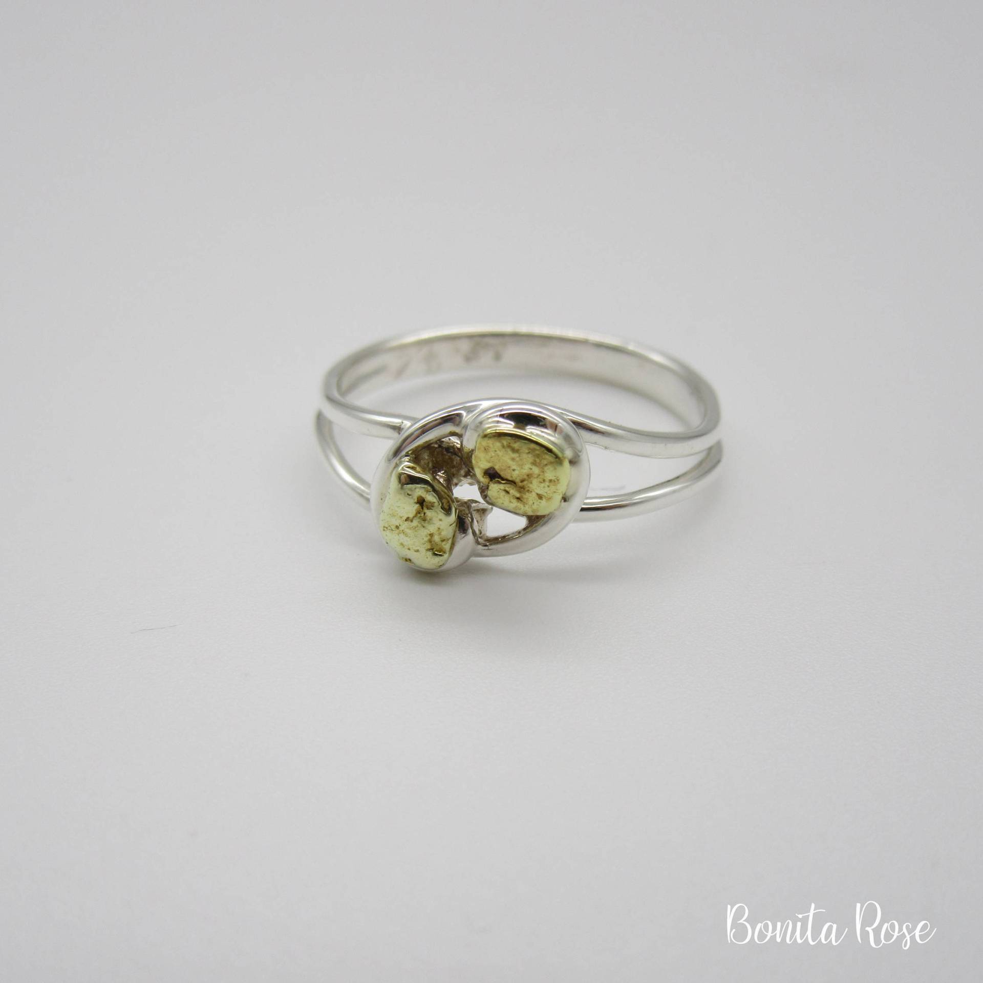 Nugget Silberring, Natürliches Goldnugget, Ring, Womens, Silber Design, Freiformring, Geschenk von BonitaRoseJewelry