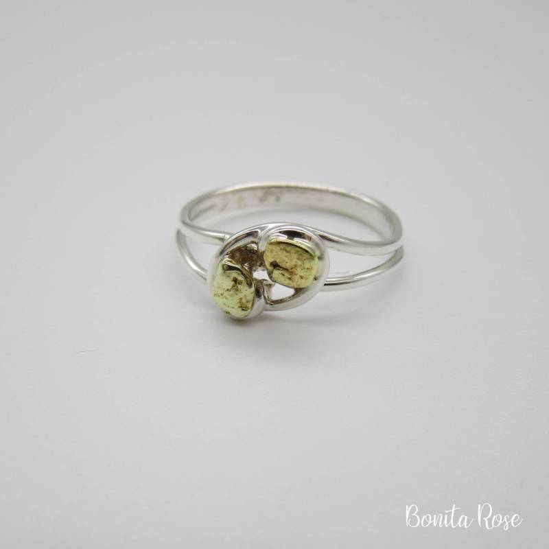 Nugget Silberring, Natürliches Goldnugget, Ring, Womens, Silber Design, Freiformring, Geschenk von BonitaRoseJewelry