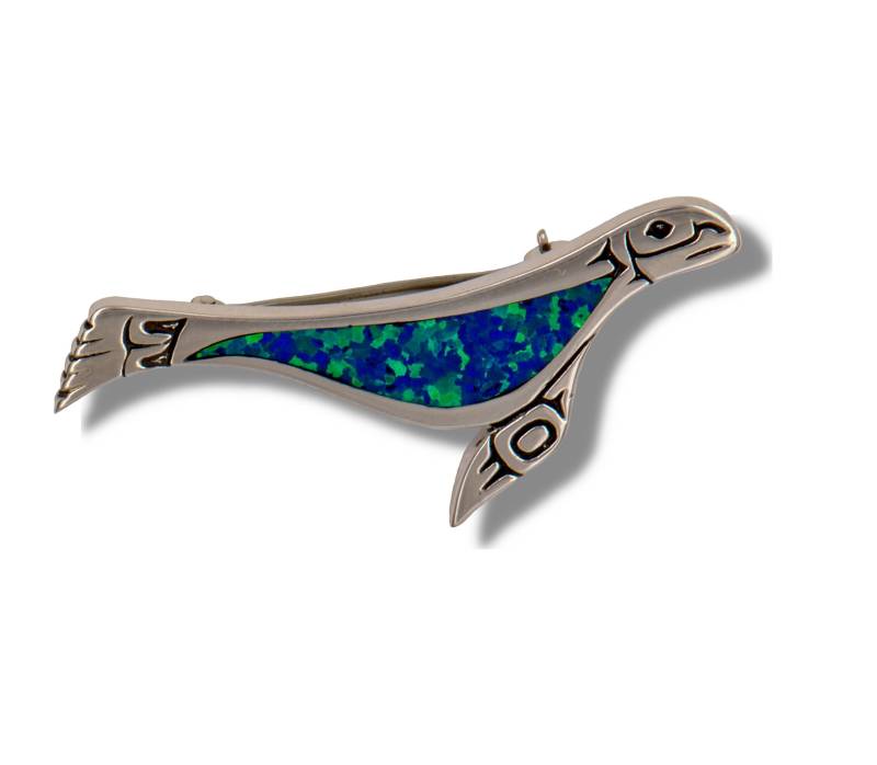 Seehund Brosche - Design Anstecker Silber Goldener Alaska Pin von BonitaRoseJewelry