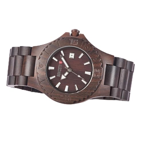 Bonizetti Herrenuhr VESUV Analog Holz-Armband Schwarz Durchmesser 4,2cm Armbanduhr, Holzuhr, Sandelholz von Bonizetti