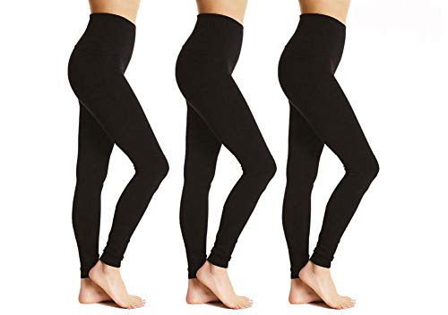 Bonjour® - Damen-Leggings aus Baumwolle, weich, Übergrößen, 3er-Pack, Schwarz , 40 von Bonjour