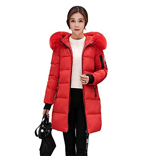 Bonne Sufuman Daunen Mantel Jacke Winterjacke Damen Daunenmantel Fellkapuze Wintermantel Parka Steppjacke Winter Mantel Rot 3XL von Bonne Sufuman